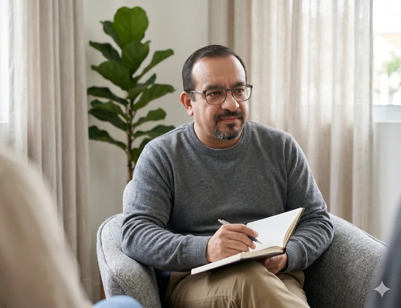 Flávio Gouvêa, terapeuta, sorrindo
